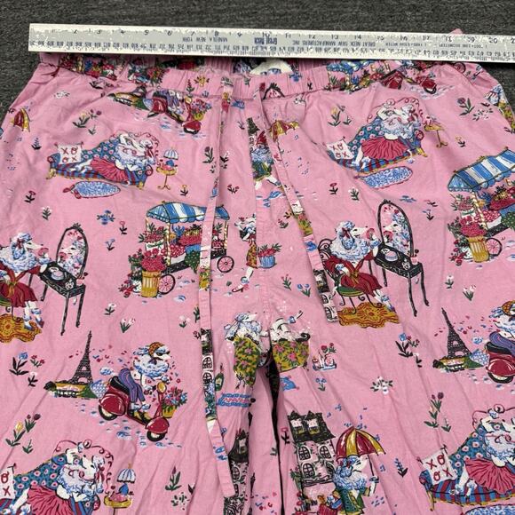 Anthropologie Print Fresh Pajamas Women 1X Pink Parisian Poodle Dog Flower Vespa - Picture 10 of 15